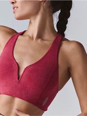 Free People/ FP movement Go to Smooth V Neck Bra Washed Chili Pepper XS/S NWT